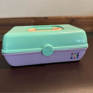 Vintage Mini Caboodles Case Purple Teal & Coral